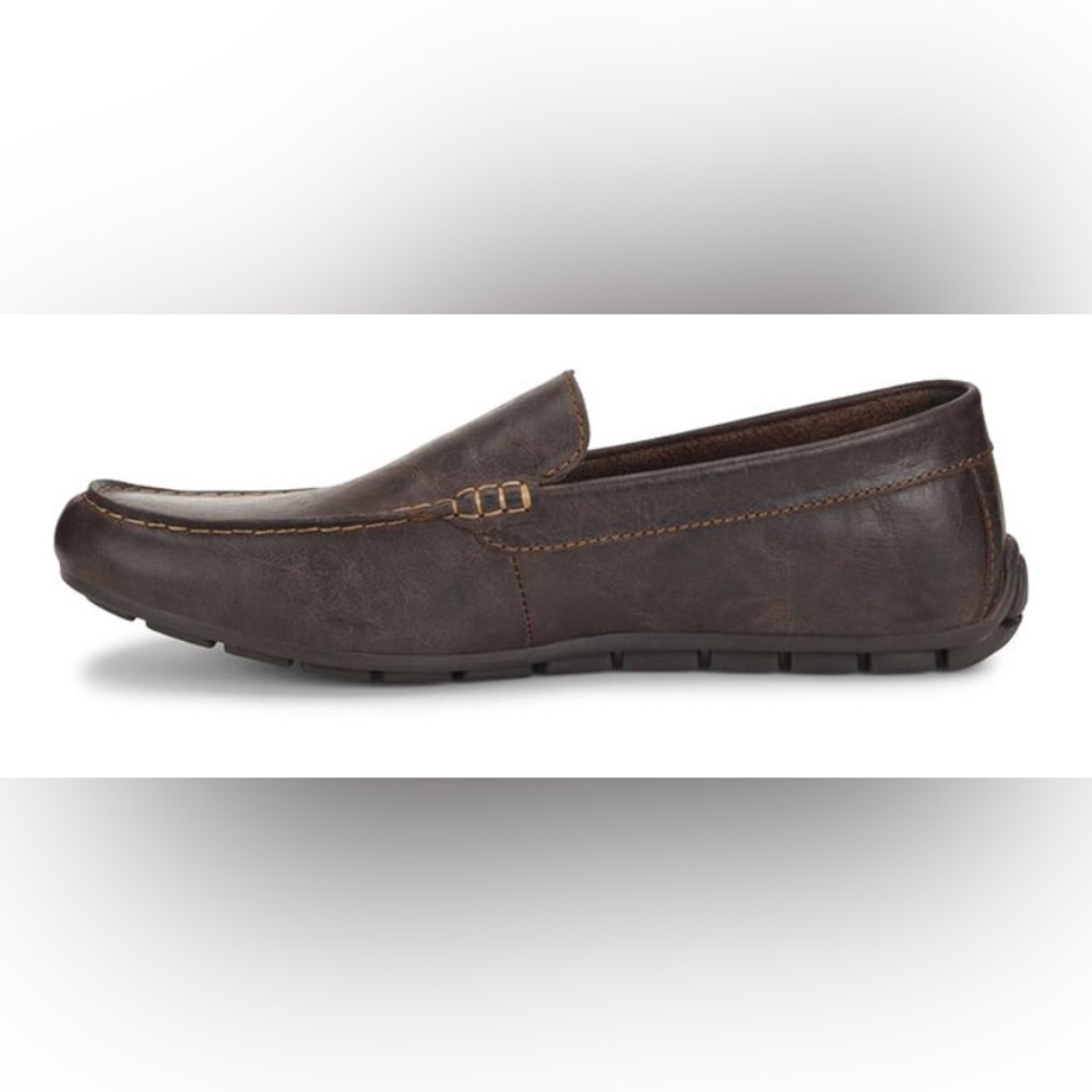 Men's Born Allan Dark Brown Leather Slip On Comfort Shoes Size 12